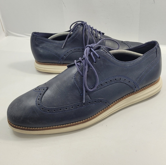 COLE HAAN ORIGINAL GRAND MEN SIZE 11.5M BLUE CASUAL WINGTIP OXFORD SHOES C30563 - Picture 15 of 15